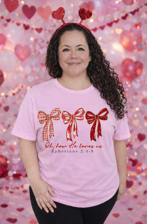 Valentines Bow How He Loves Us DTF transfer design