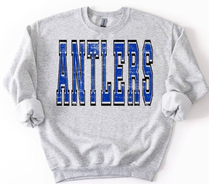 Varsity Oversized Antlers Royal and Black DTF transfer design