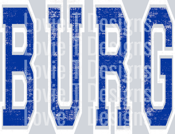 VARSITY OVERSIZED BURG ROYAL BLUE AND WHITE