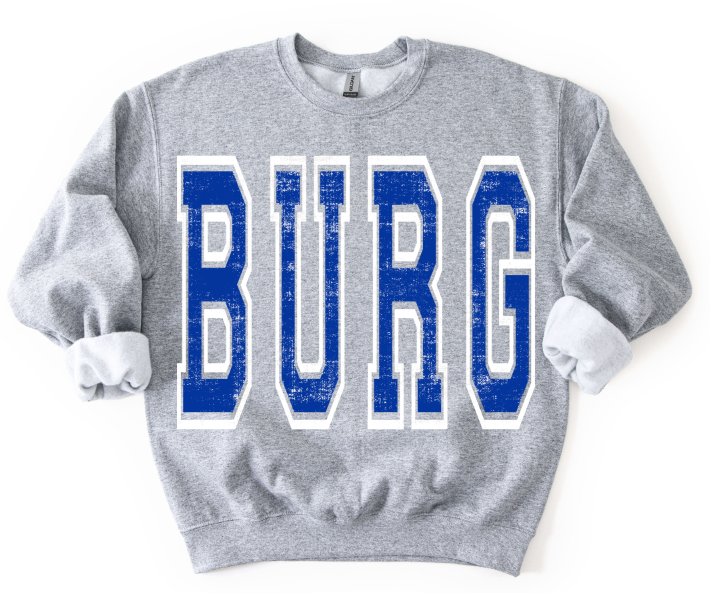 VARSITY OVERSIZED BURG ROYAL BLUE AND WHITE