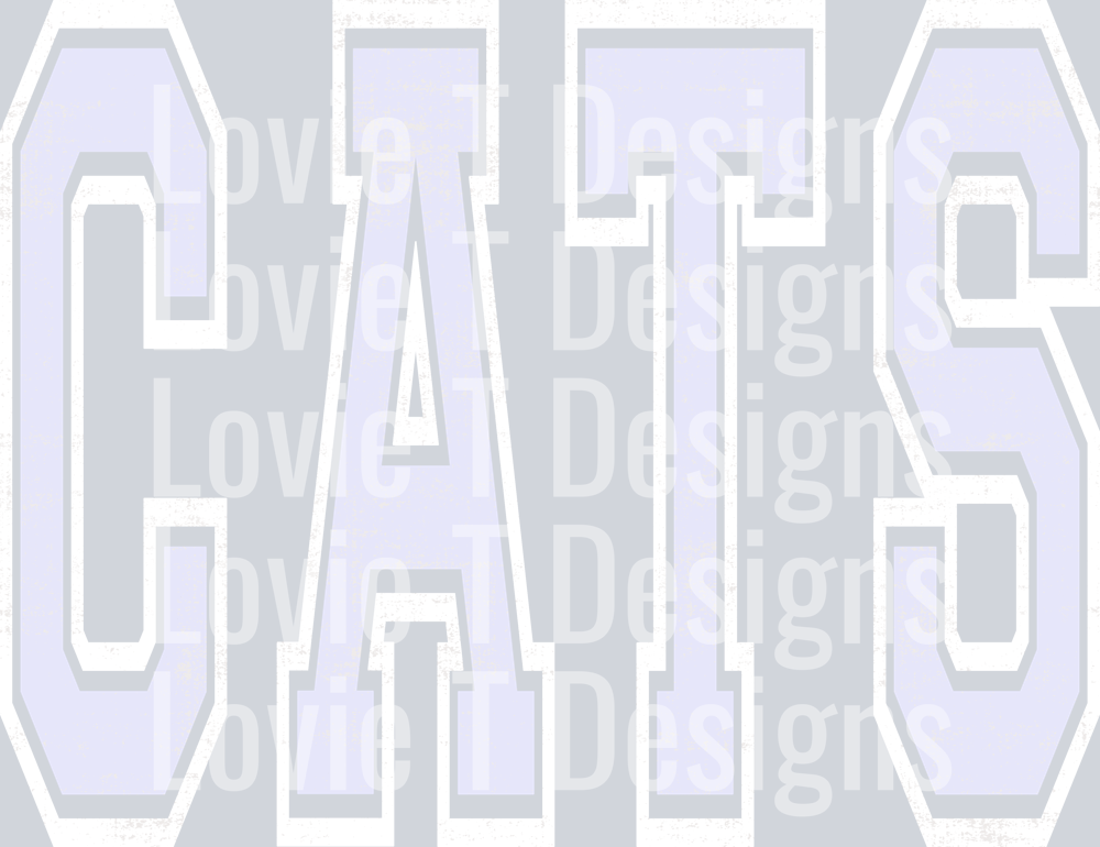 VARSITY OVERSIZED CATS LAVENDER AND WHITE