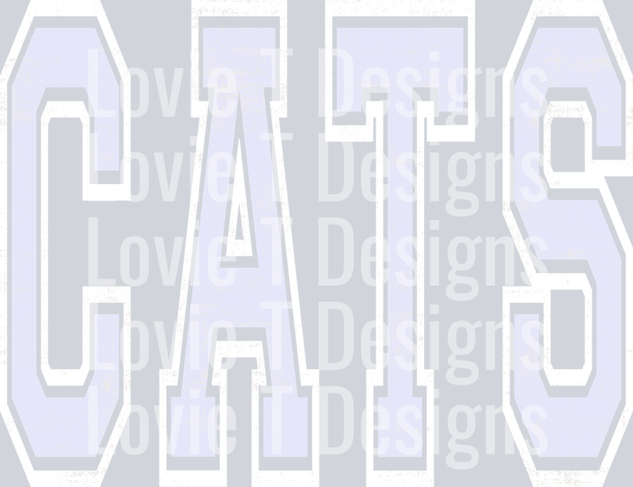 VARSITY OVERSIZED CATS LAVENDER AND WHITE