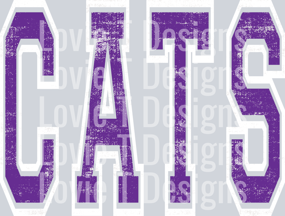 VARSITY OVERSIZED CATS PURPLE AND WHITE