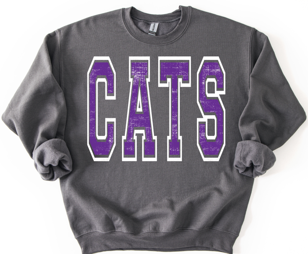 VARSITY OVERSIZED CATS PURPLE AND WHITE