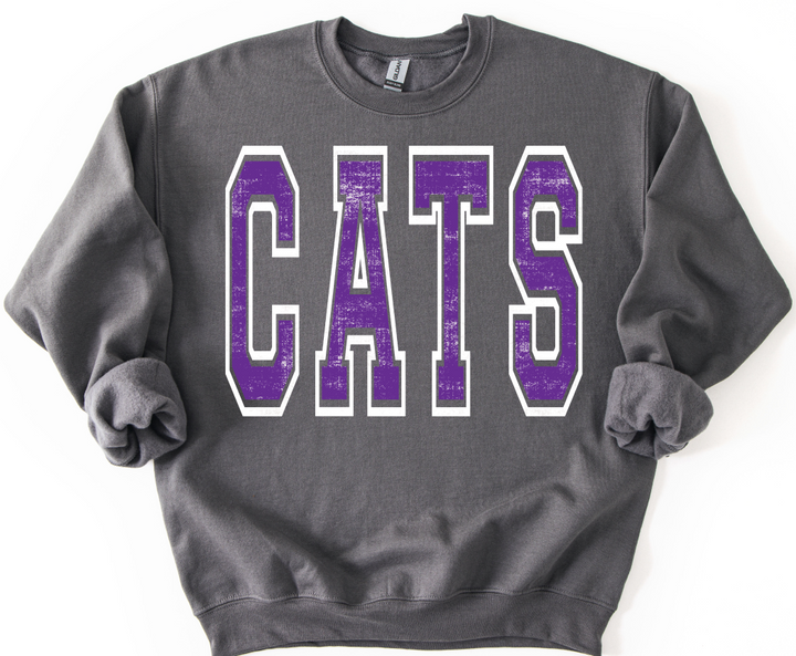 VARSITY OVERSIZED CATS PURPLE AND WHITE
