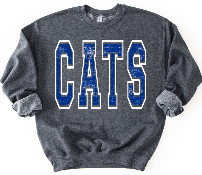 Varsity Oversized Cats Royal and White DTF transfer design – image 1