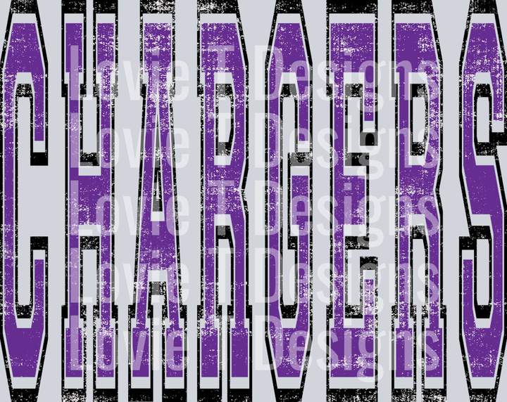 VARSITY OVERSIZED CHARGERS PURPLE AND BLACK