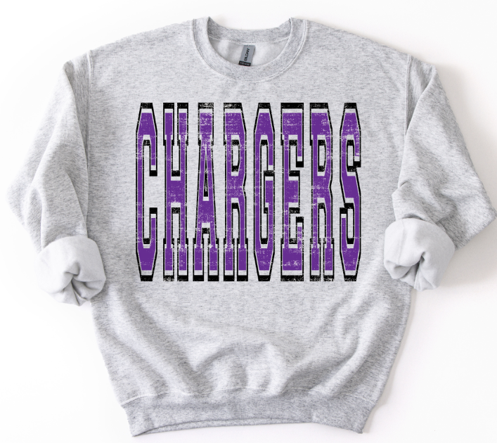 VARSITY OVERSIZED CHARGERS PURPLE AND BLACK