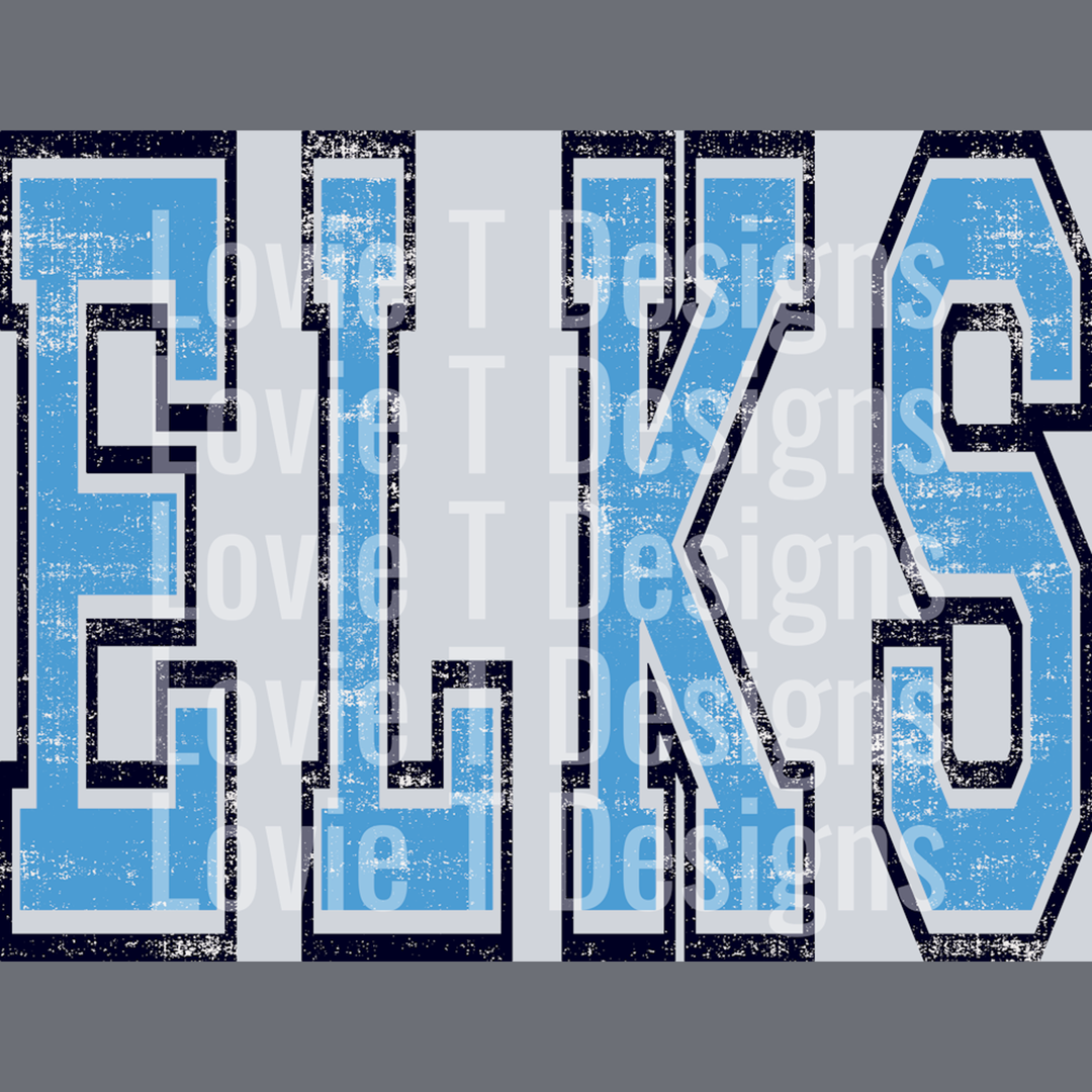 Varsity Oversized Elks Carolina Blue and Navy – DTF Transfer