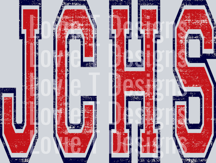 VARSITY OVERSIZED JCHS RED AND NAVY CUSTOM
