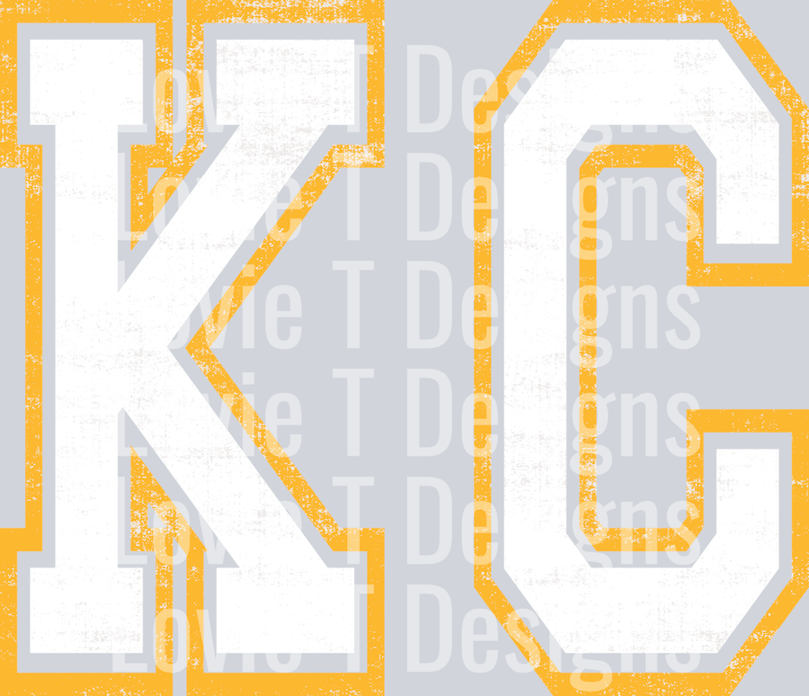 VARSITY OVERSIZED KC WHITE AND YELLOW GOLD