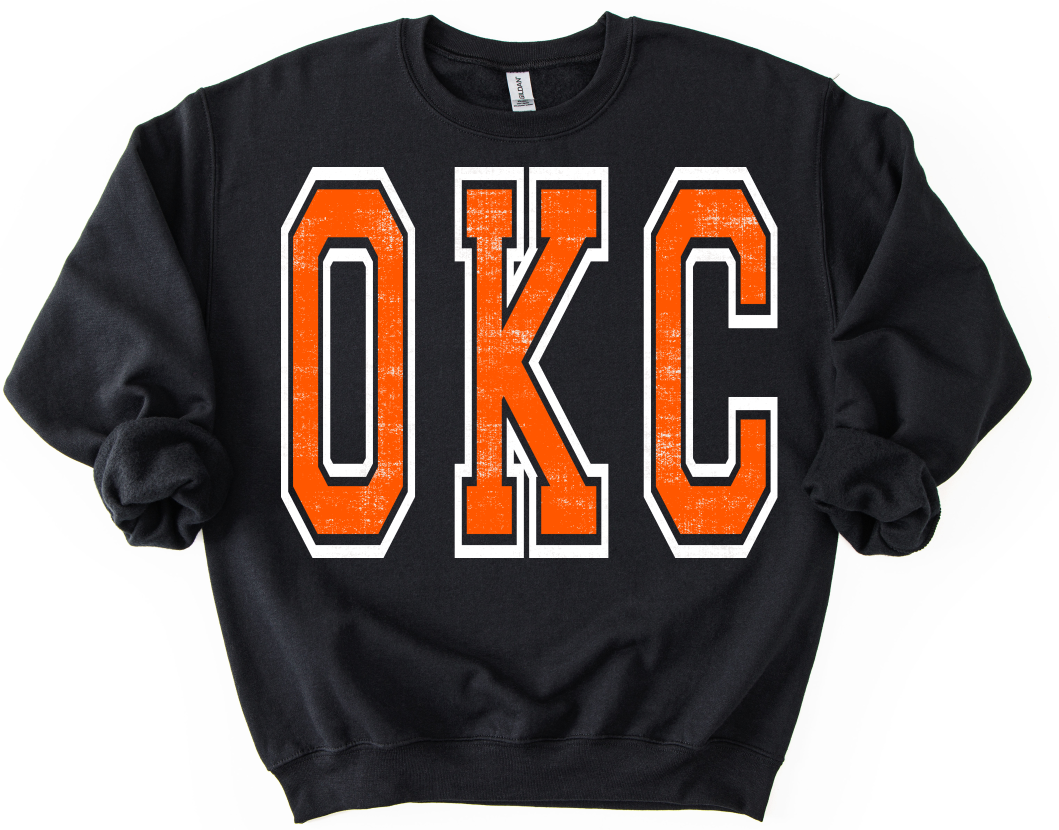 VARSITY OVERSIZED OKC ORANGE AND WHITE
