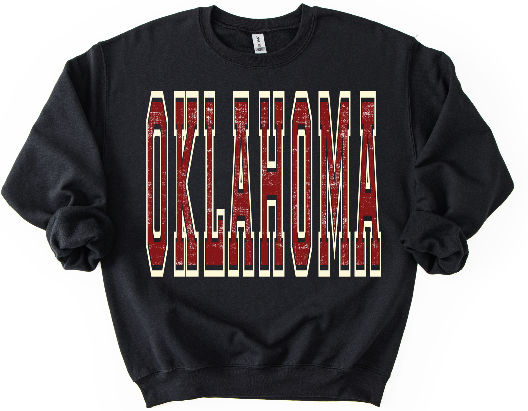 VARSITY OVERSIZED OKLAHOMA CRIMSON AND CREAM
