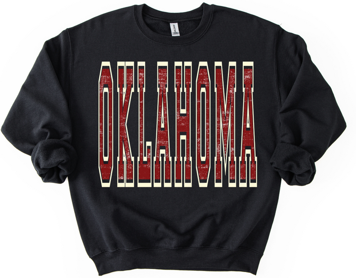 VARSITY OVERSIZED OKLAHOMA CRIMSON AND CREAM