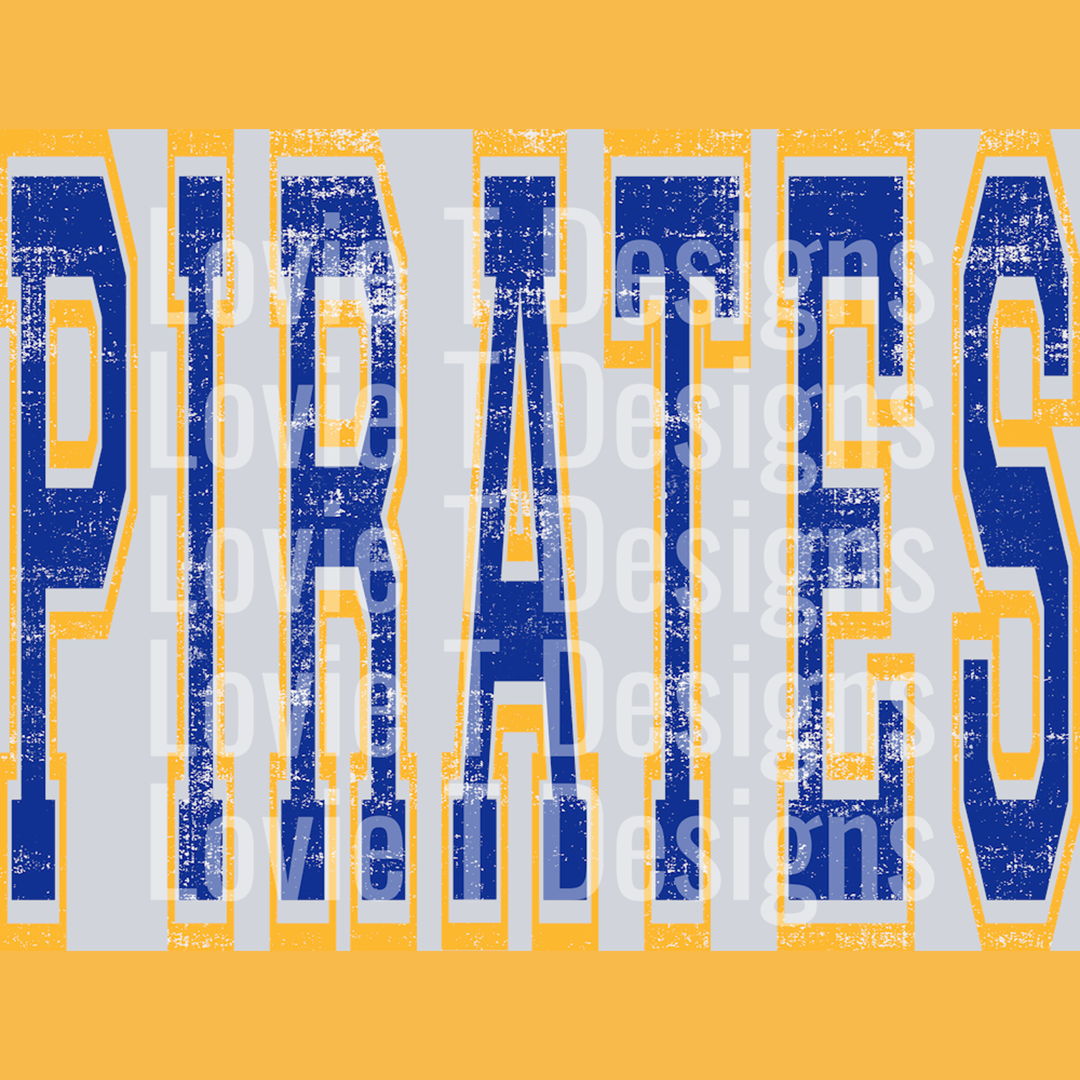 Varsity Oversized Pirates Royal and Yellow – DTF Transfer