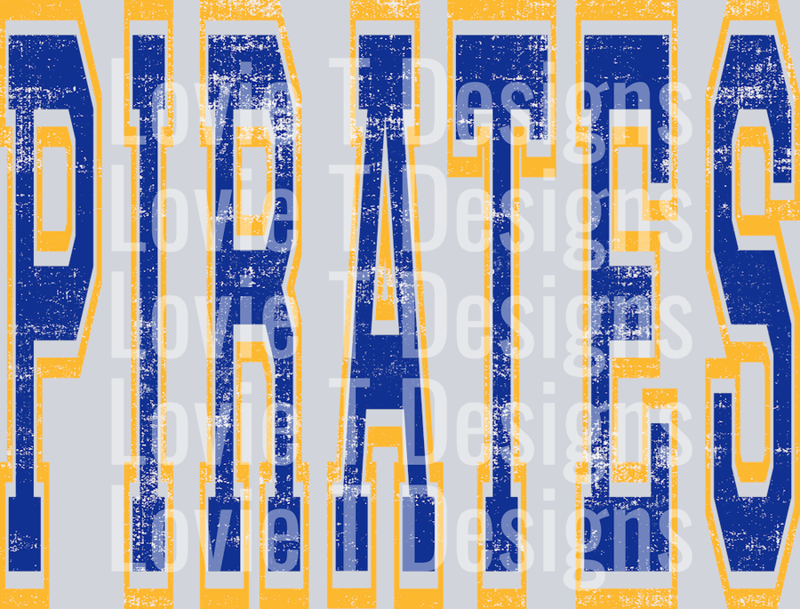 VARSITY OVERSIZED PIRATES ROYAL AND YELLOW