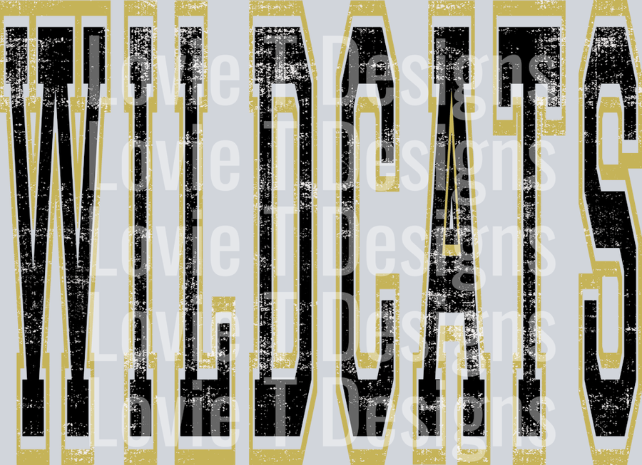 VARSITY OVERSIZED WILDCATS BLACK AND VEGAS GOLD