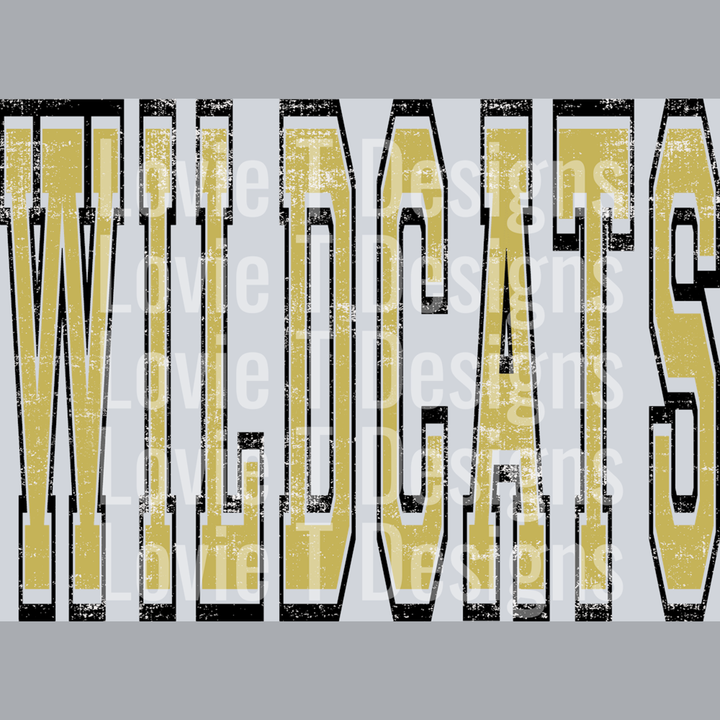 Varsity Oversized Wildcats Vegas Gold and Black – DTF Transfer