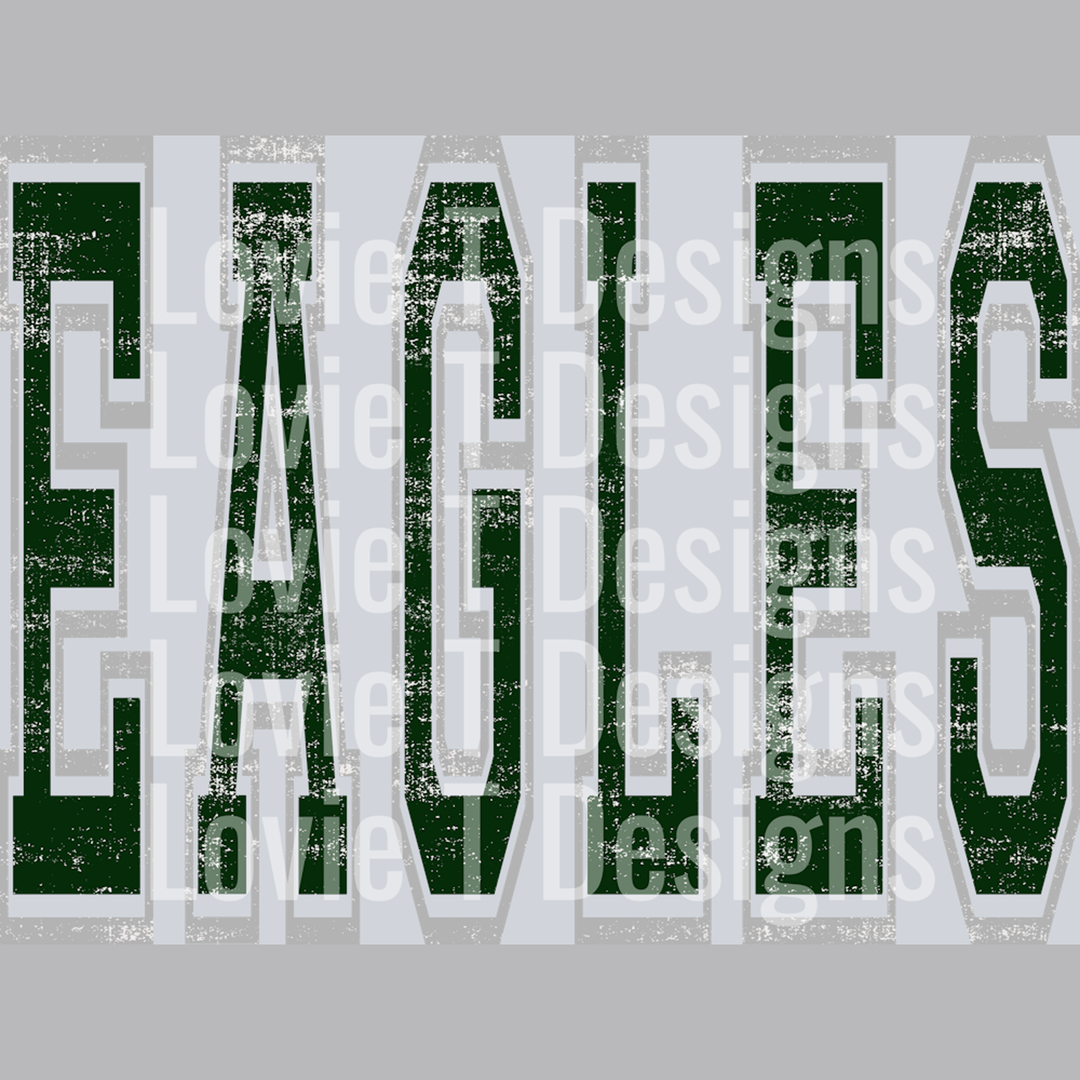 Varsity Oversized Eagles – Dark Green and Silver – DTF Transfer
