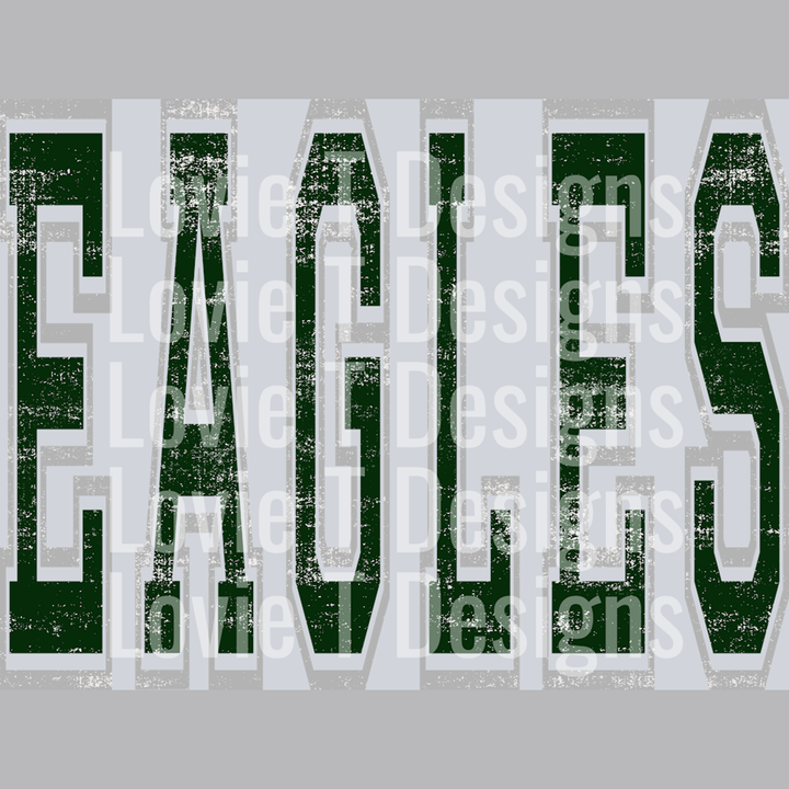 Varsity Oversized Eagles – Dark Green and Silver – DTF Transfer
