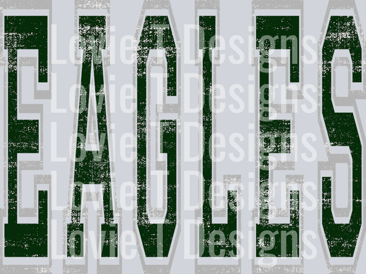 VARSITY OVERSIZEDEAGLES DARK GREEN AND SILVER