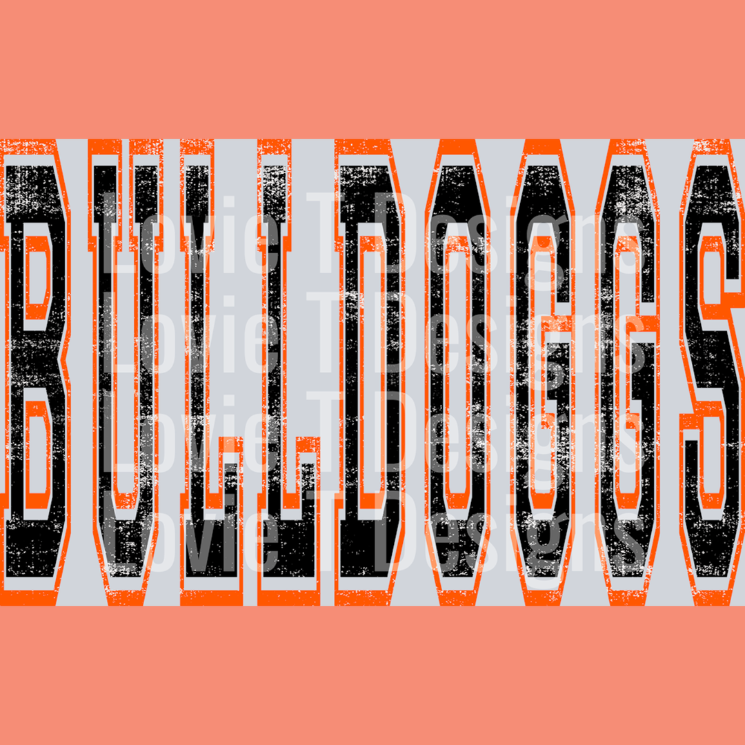 Varsity Style Bulldogs Black and Orange – DTF Transfer