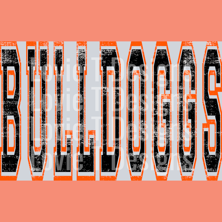 Varsity Style Bulldogs Black and Orange – DTF Transfer