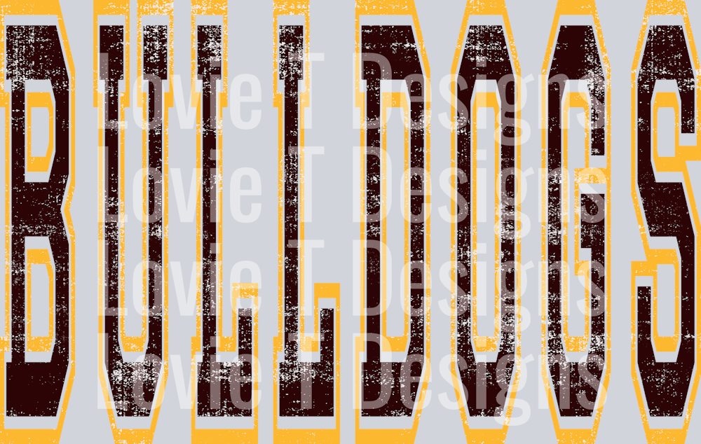 VARSITY STYLE BULLDOGS MAROON AND YELLOW GOLD