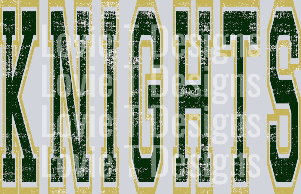VARSITY STYLE KNIGHTS DARK GREEN AND VEGAS GOLD