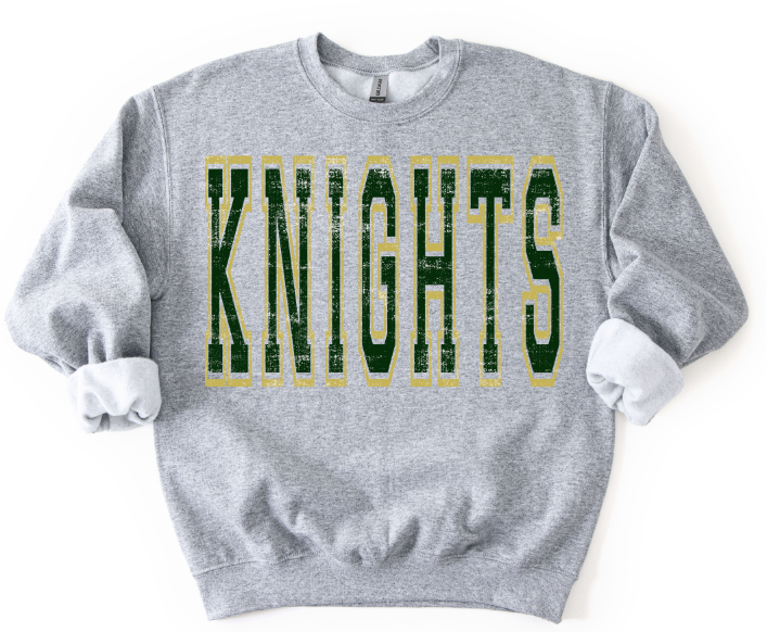 Varsity Style Knights Dark Green and Vegas Gold DTF transfer design – image 1