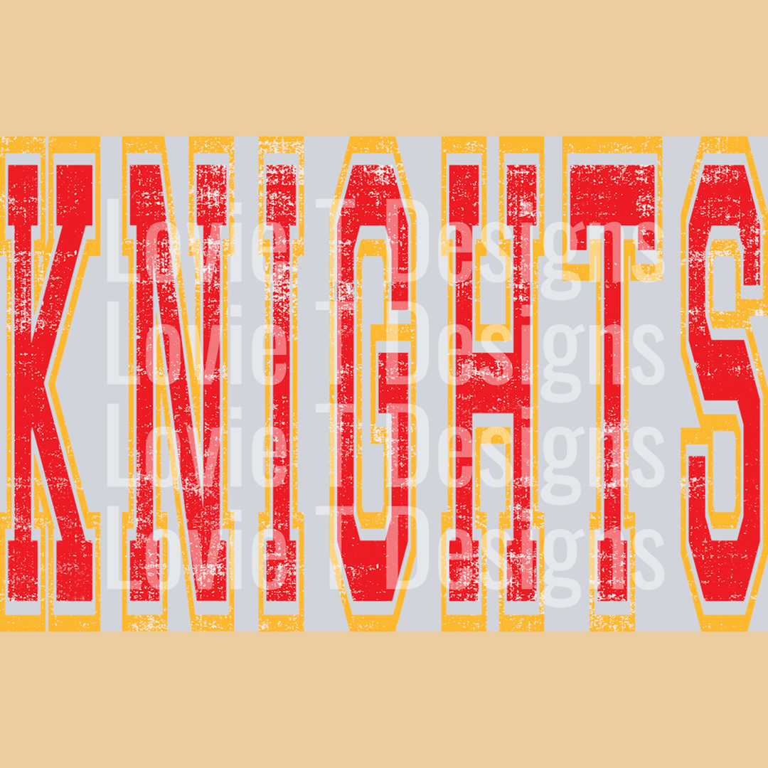 Varsity Style Knights Red and Yellow – DTF Transfer
