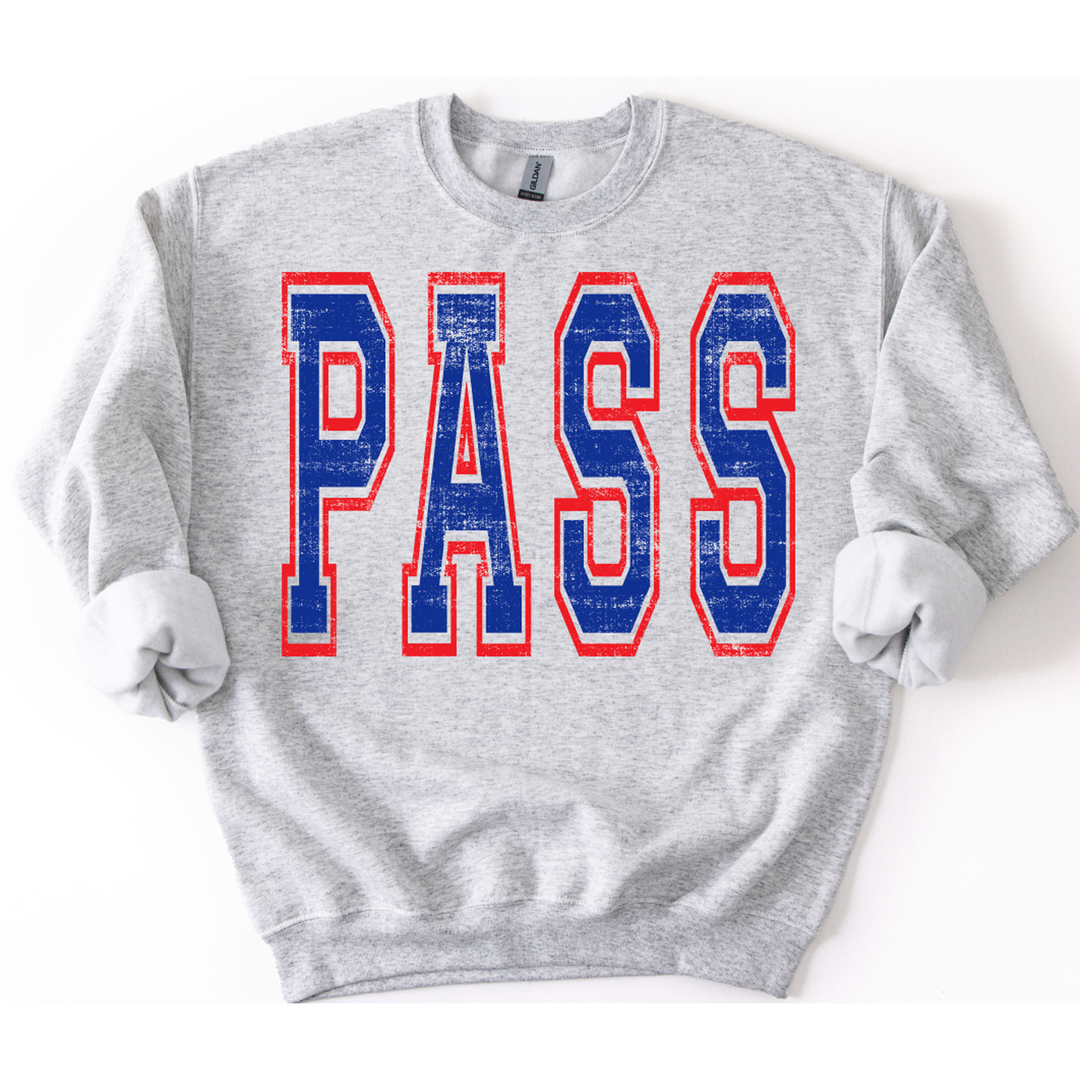 Varsity Style Pass Royal and Red – DTF Transfer