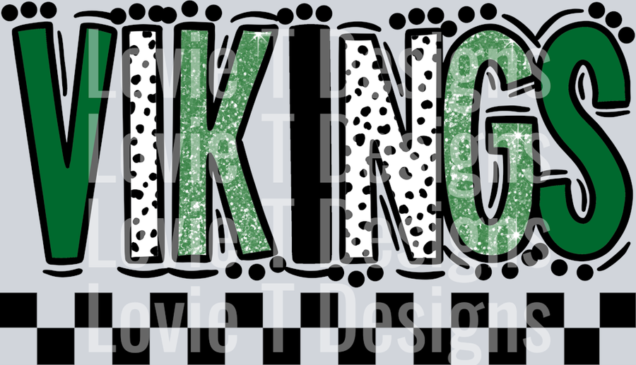 VIKINGS DOODLE DOT KELLY GREEN