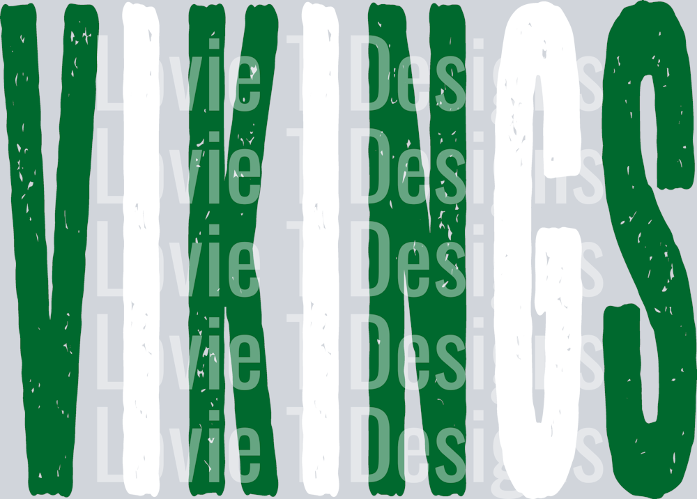 VIKINGS GREEN AND WHITE GRUNGE MASCOT