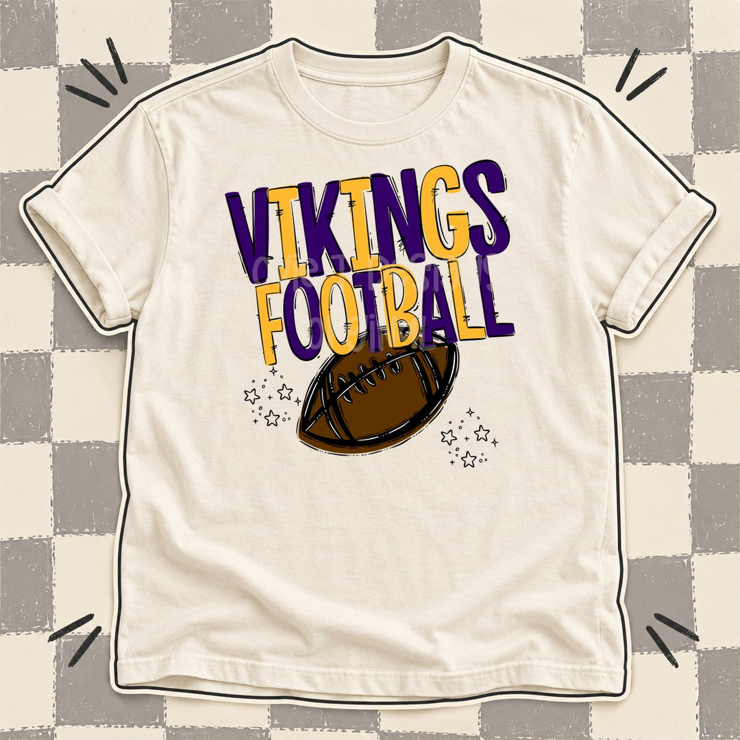 Vikings Purple Yellow Gold Team Go Football Mascots DTF transfer mockup