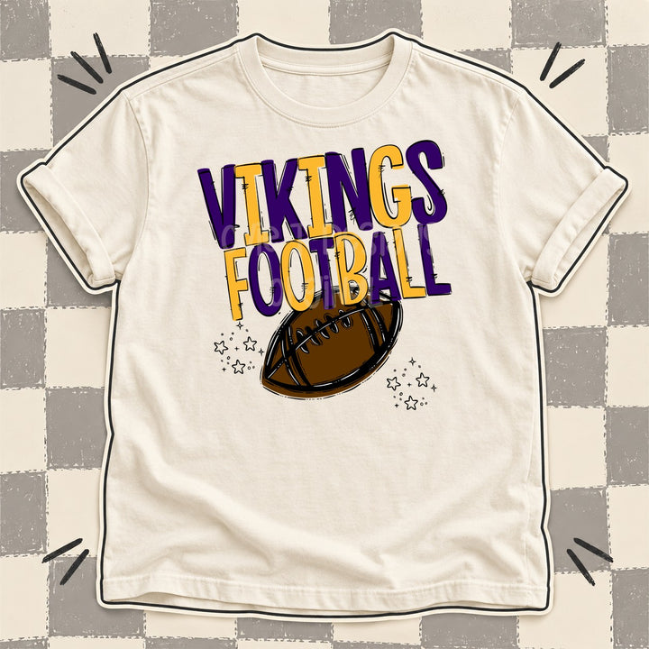 Vikings Purple Yellow Gold Team Go Football Mascots DTF transfer mockup