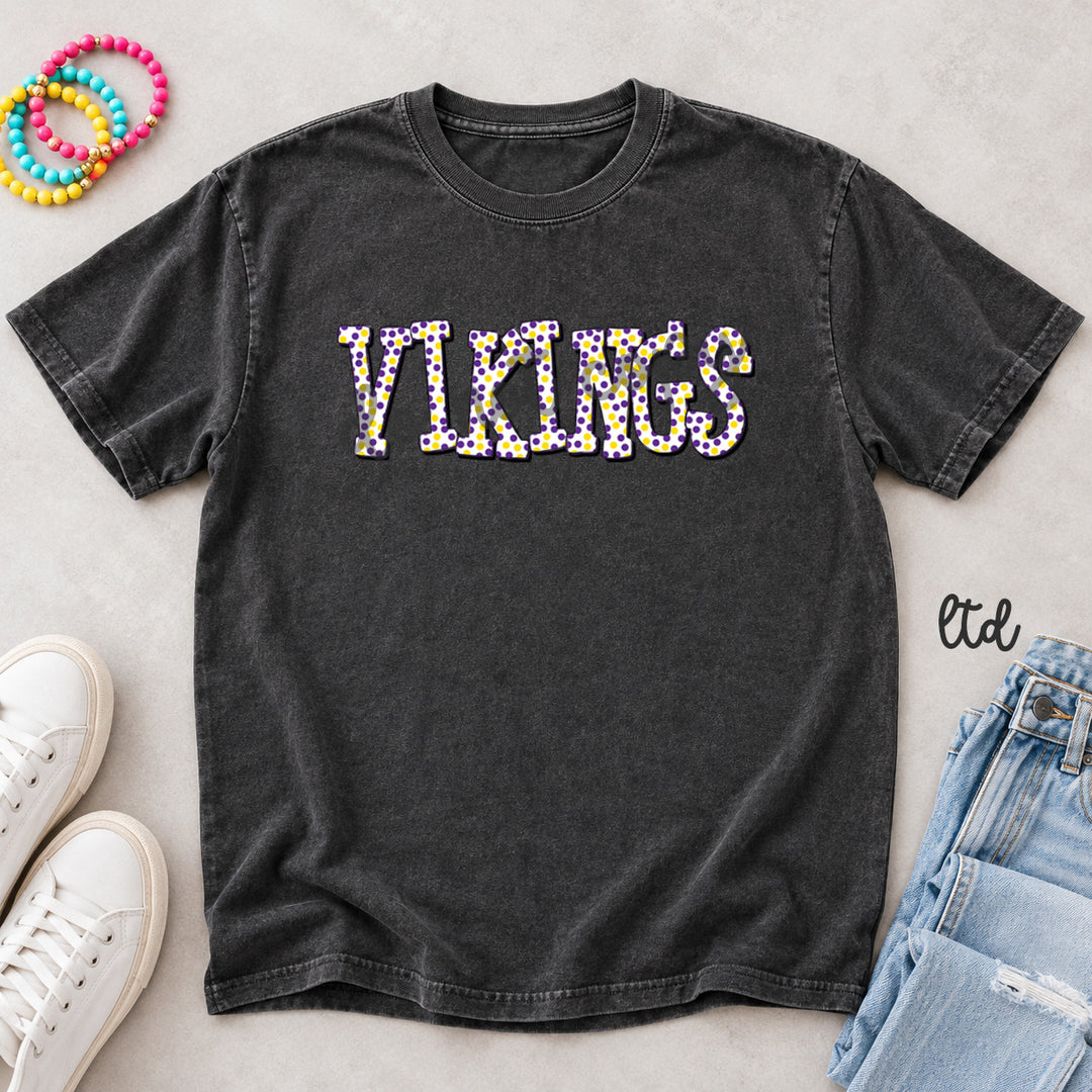 Vikings Purple Yellow Polka Dot Mascots DTF transfer mockup