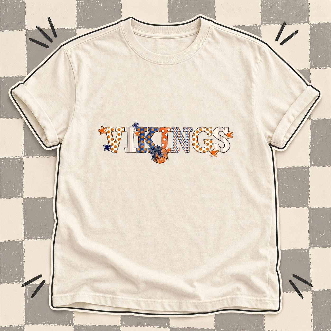 Mixed Doodle Basketball Mascots – Court Classic Vikings design