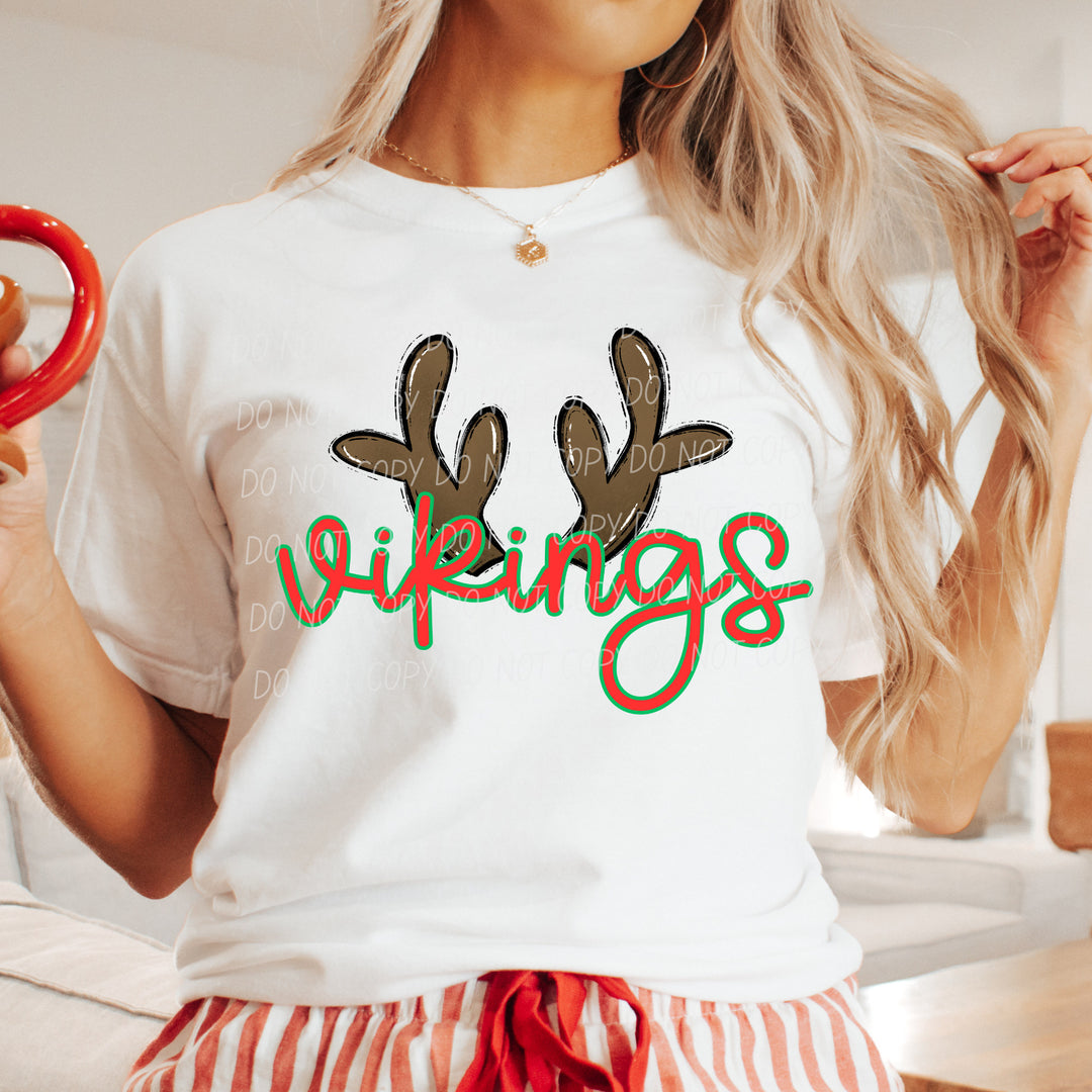 Vikings Reindeer mascot DTF transfer