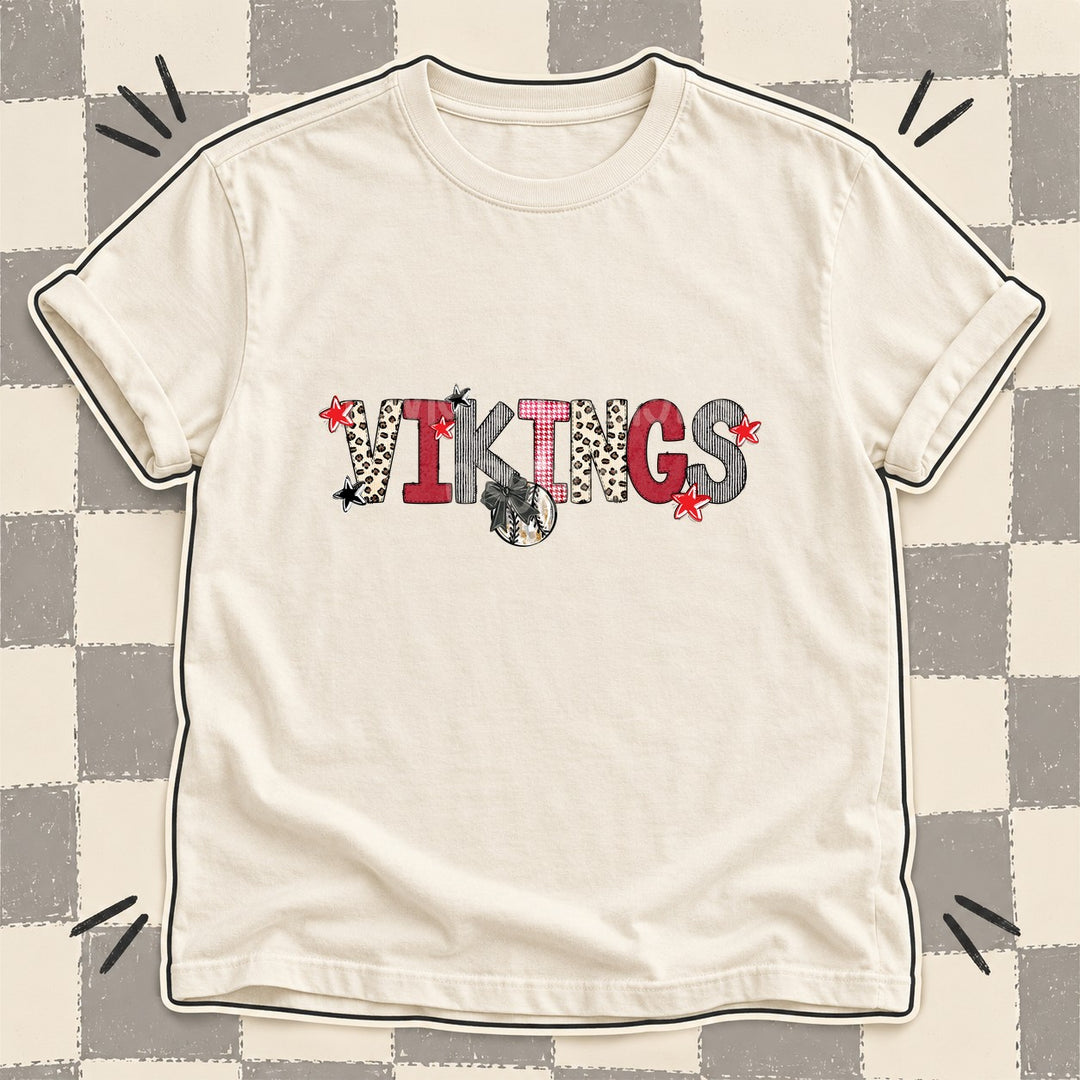 Vikings Mixed Doodle Baseball Mascots – Stitched Ballpark DTF transfer mockup