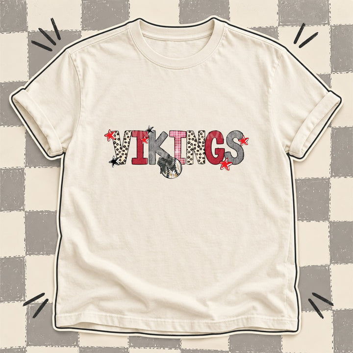 Vikings Mixed Doodle Baseball Mascots – Stitched Ballpark DTF transfer mockup