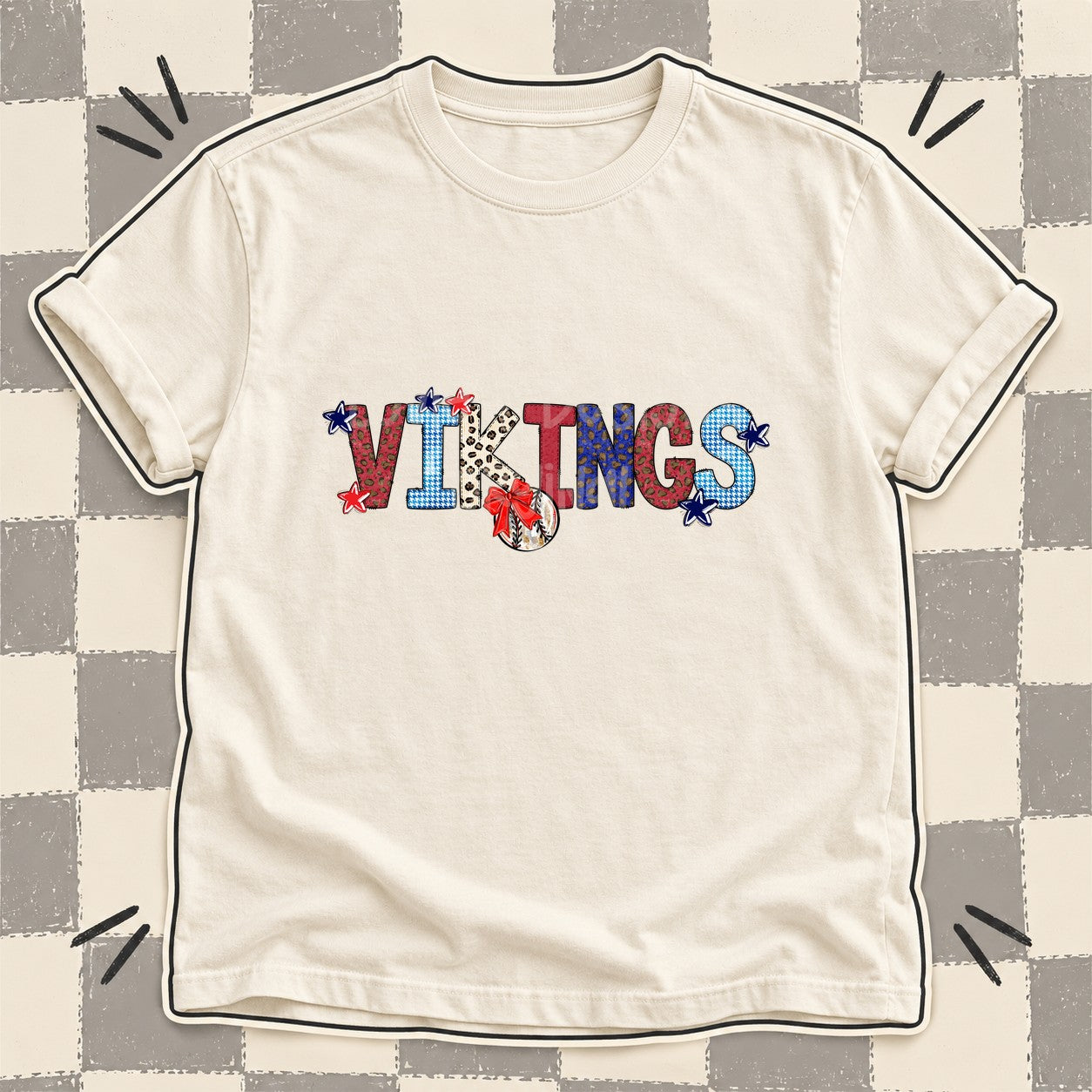 Mixed Doodle Baseball Mascots – Leopard Red Navy Vikings design