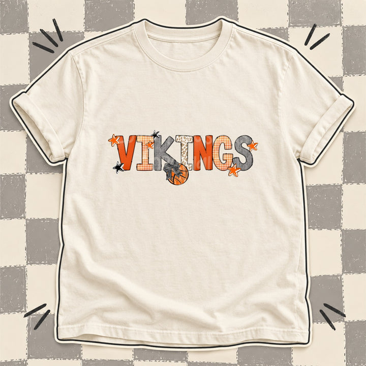 Vikings Mixed Doodle Basketball Mascots – Hoops Houndstooth DTF transfer mockup