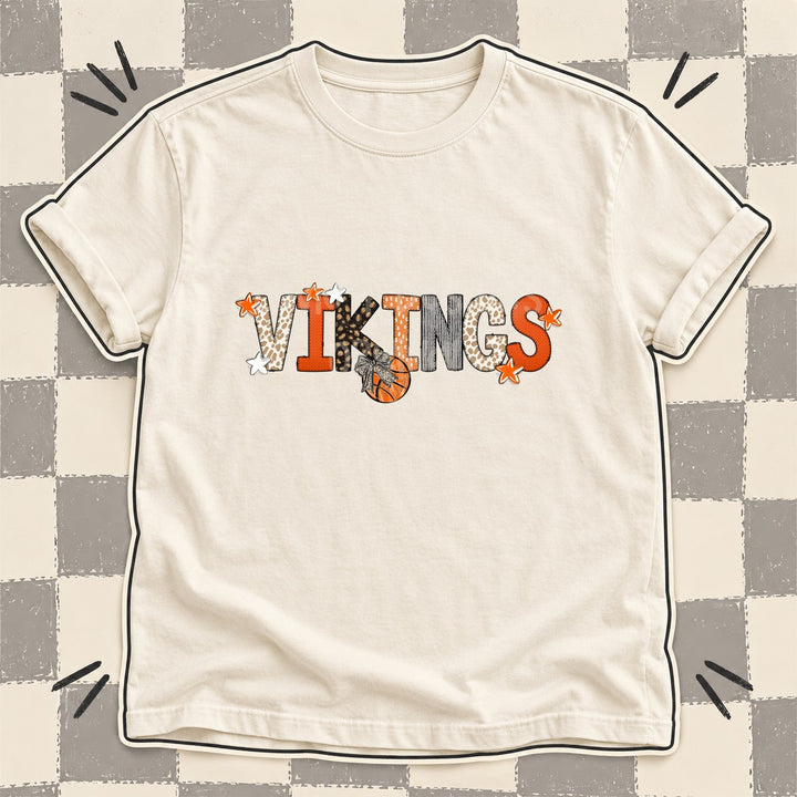 Vikings Mixed Doodle Basketball Mascots – Orange and Brown DTF transfer mockup
