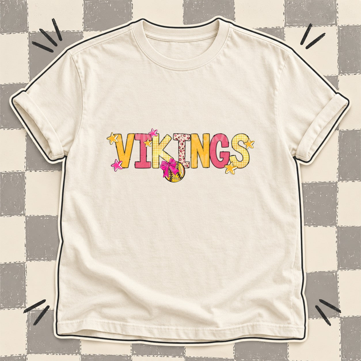Mixed Doodle Softball Mascots – Stitched Softball Vikings design