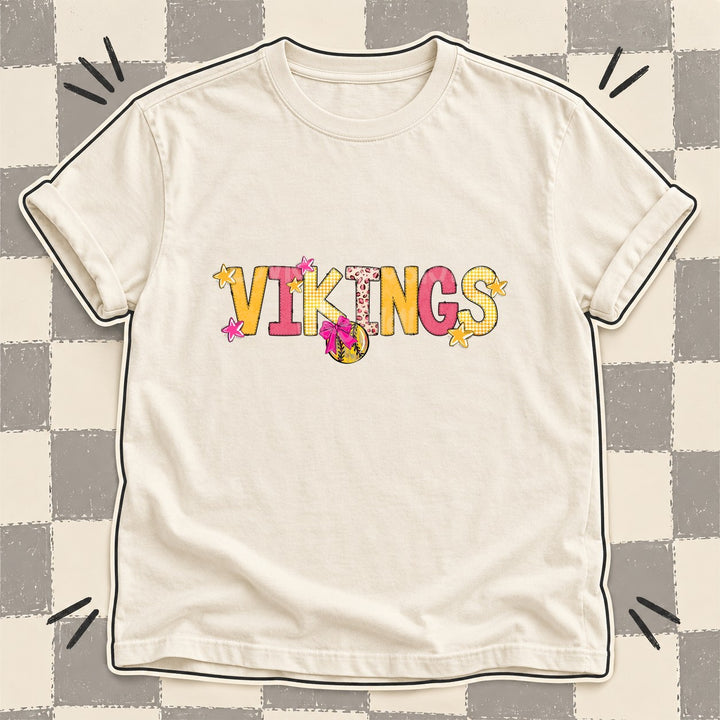 Vikings Mixed Doodle Softball Mascots – Stitched Softball DTF transfer mockup