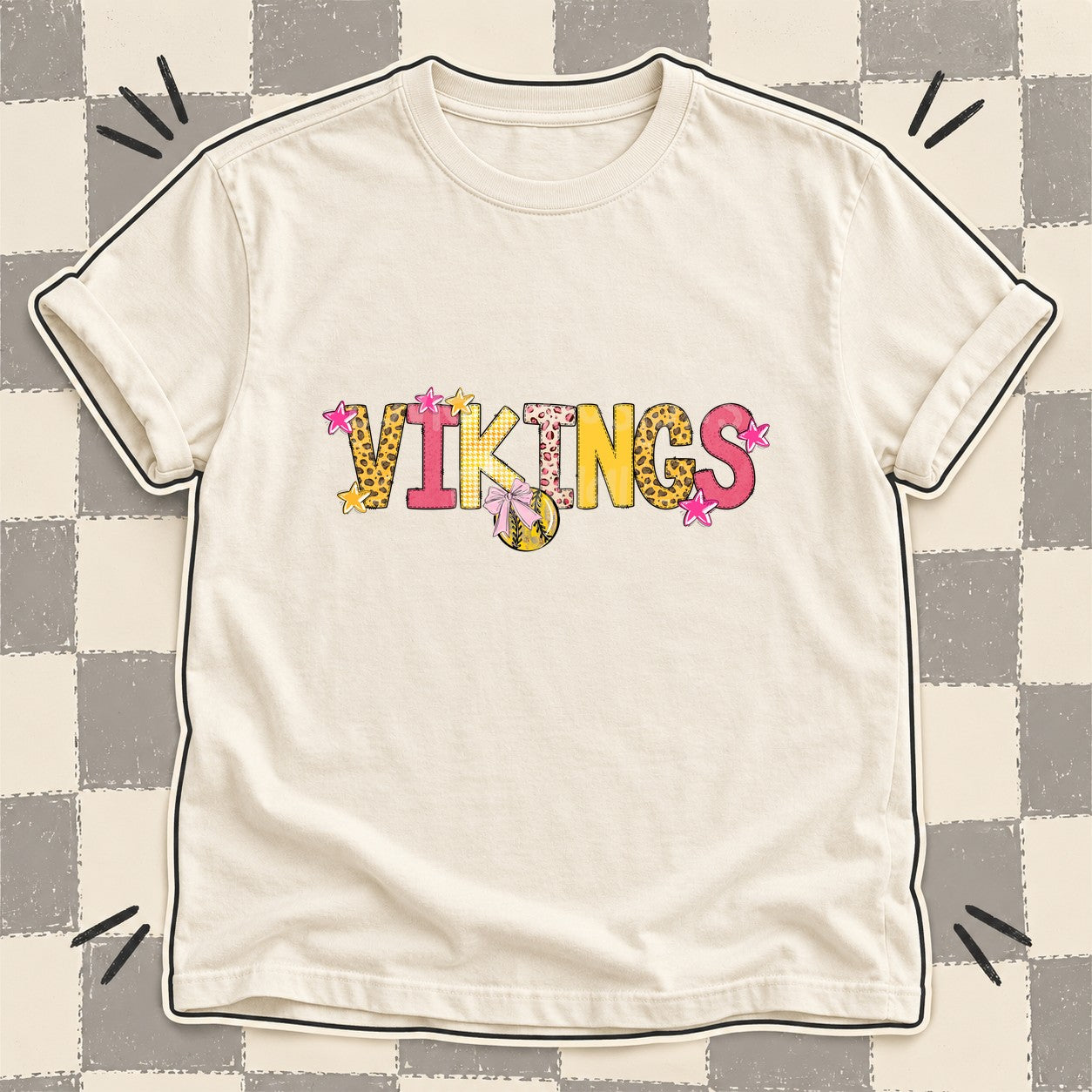 Mixed Doodle Softball Mascots – Sunshine Leopard Vikings design