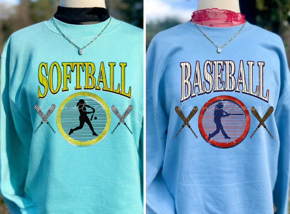 Vintage Softball DTF transfer design