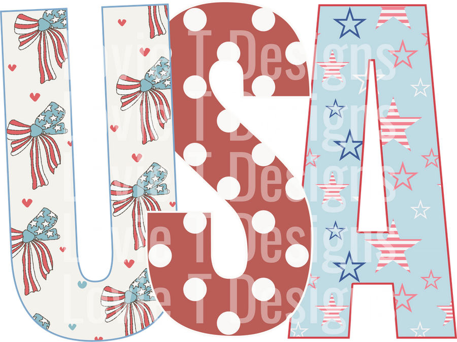 VINTAGE USA BOWS, STARS AND POLKA DOTS