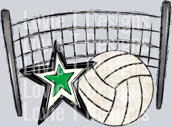 Volleyball Mom Black Kelly Green Pocket